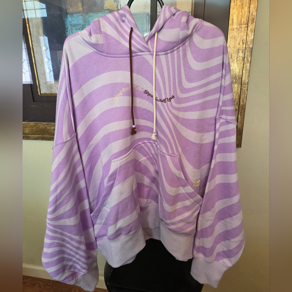 Nike Sportswear Lavender Striped Hoodie Women XL